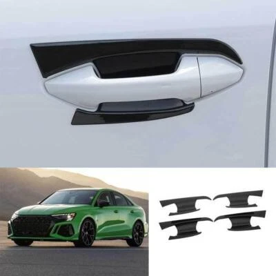 Para Audi A3 S3 RS3 2022-2023 preto brilhante porta lateral tampa copo acabamento 4 peças - Imagem 1 de 4