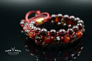 Herren Armband Dreifach Edelstein Granat Achat Rauchquarz Bracelet Armreif - Bild 1 von 10