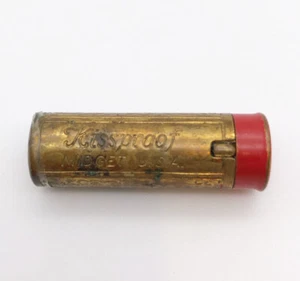 Vintage Kissproof Midget USA Miniatur Lippenstift Etui Rot & Messing A138 - Bild 1 von 8