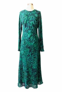 NWT ZARA Dress Green Black Floral Maxi Long Printed Fitted Lined XL - Picture 1 of 10