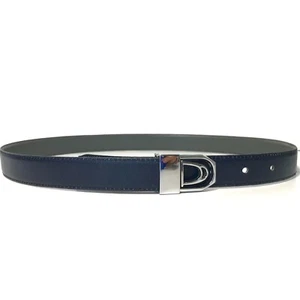 Belt Men's Blue Dress Belt 32 Silver Tone Buckle Men Office Business - Picture 1 of 11
