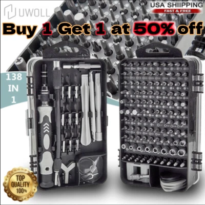 138 In 1 Small Screwdriver Set with Case Mini Magnetic Kit with 108 Bitts US - Image 1 of 4