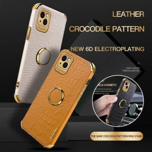 Case For iPhone 16 Pro 15 14 13 12 11 Pro Max XS 8 Crocodile Leather Phone Cover - Picture 1 of 17