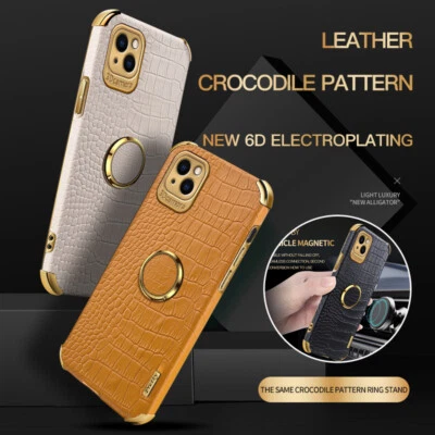 Case For iPhone 16 Pro 15 14 13 12 11 Pro Max XS 8 Crocodile Leather Phone Cover - Image 1 of 4