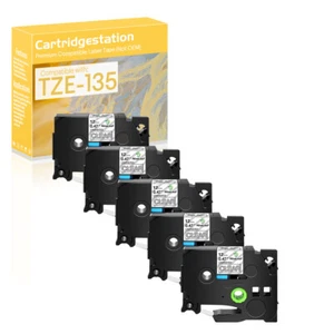 5PK Compatible for Brother PT-1890SC P700 TZ TZE-135 White/Clear Label Tape 0.47 - Foto 1 di 10