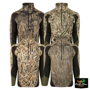 DRAKE WATERFOWL SYSTEMS TRI-TECH CAMO BASE LAYER TOP QUARTER ZIP SHIRT - Picture 1 of 5