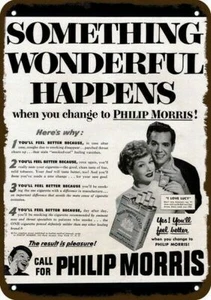 1952 I LOVE LUCY Ball Desi PHILIP MORRIS Vntg-Look DECORATIVE REPLICA METAL SIGN - Picture 1 of 1