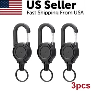 Moschettone retrattile resistente portachiavi auto porta badge cavo acciaio portachiavi - Foto 1 di 10