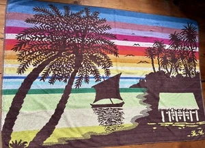 Vintage Retro Tropical Island Sunshine Holiday Beach Bath Towel 80s 140 X 97 cm - Picture 1 of 6
