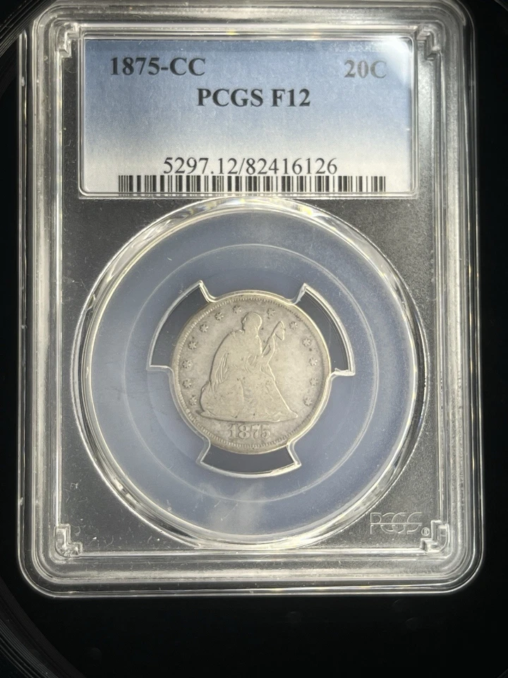 1875-CC Twenty Cent Piece F12 PCGS - Image 1 of 3