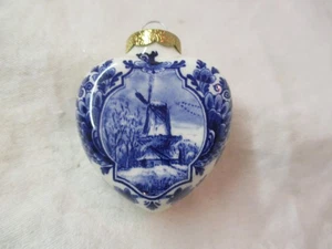 Vintage Porzellan Weihnachtsschmuck blau Delfter Herz #50 - Bild 1 von 3