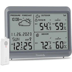DreamSky Estación Meteorológica Termómetro Interior/Exterior, Inalámbrico, Reloj *caja Abierta* - Imagen 1 de 10