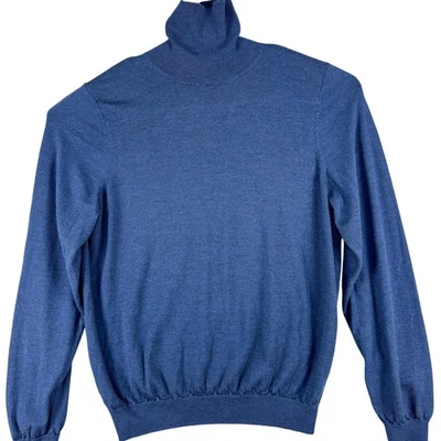 Jos A Bank Sweater Mens 3XLT Blue Merino Wool Traveler Turtleneck Pullover Knit - Image 1 of 4