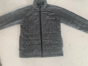 Patagonia Kids Nano Puff Brick Jacket Full Zip  Gray Youth XL 14 Snow Ski Kids - Picture 1 of 5