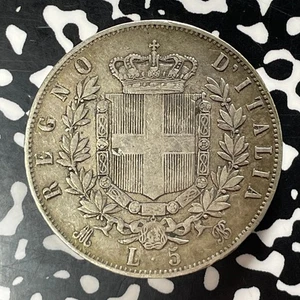 1875-M Italien 5 Lire Lot#T5364 große Silbermünze! Schön! - Bild 1 von 2