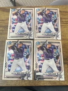 2021 Bowman Colton Welker Chrome Lot (4) Colorado Rockies - Picture 1 of 1