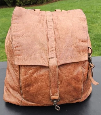 Mochila Frye Co Rubie Coñac Mujer Cuero Envejecido Cierre Solapa LEER Foto 1 de 4