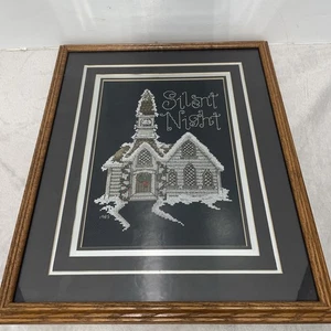Silent Night Christmas Church Completed Cross Stitch Framed Stoney Creek 1985 - Picture 1 of 13
