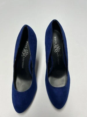 Zapatos de tacón Rock Republic para mujer 8 M Gwen informales sin cordones tela azul aguja Foto 1 de 4