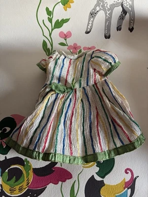 Robe  Authentique GAUTIER LANGEREAU pour la poupée Bleuette MILLE RAIES de  1939 - Photo 1/4