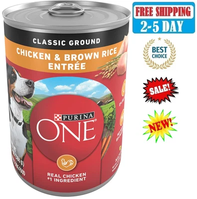 Purina ONE Classic Ground Chicken & Brown Rice Adult Wet Dog Food 12 Pack x 13oz - Image 1 of 4