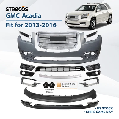 Front Bumper Cover Assembly Grille Grill Kit For 2013-2016 GMC Acadia Denali - Image 1 of 4