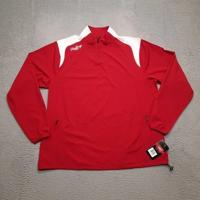 Chaqueta Rawlings Para Hombre Grande Roja Blanca 1/4 Cremallera Pullover Béisbol Ligera Foto 1 de 4