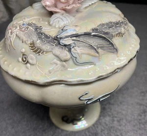Dragon Ware Deckelsockel Zuckerdose Japan Lesen - Bild 1 von 12