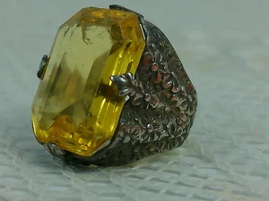 Anillo de filigrana flor facetada uranio vaselina de plata esterlina Art Deco de colección s 4,5 - Imagen 1 de 22