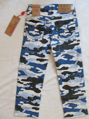 Jeans True Religion Straight Overdye -Azul Camuflado- Tamanho 5- Novo com etiquetas $79 - Imagem 1 de 4