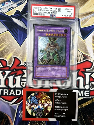 Yugioh PSA 9 Elemental Hero Wild Wingman EOJ-EN035 1st Edition Ultimate Centered - Image 1 of 4