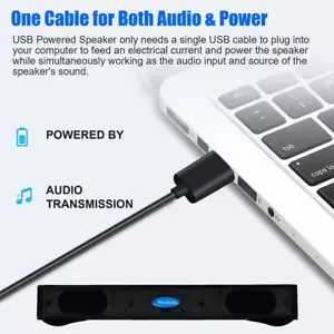 USB Laptop Tragbarer Stereolautsprecher Audio Soundbar für PC Bass R3W4 - Bild 1 von 12