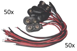 50x 9V 15cm Battery Connector T Type Clip Plug Wire Cord Leads 9 Volt - Picture 1 of 1