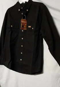 Smith's Black Shirt Mens Work 100% Cotton Long Sleeve Medium 48" Chest - Picture 1 of 4