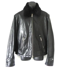 Sixty Lederjacke schwarz abnehmbarer Fellkragen 2Wege Reißverschlusstaschen Gr.XL (passt L) - Bild 1 von 12