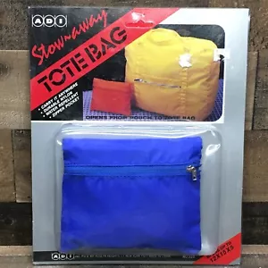 Vintage verstaute Tragetasche blau Nylon 5x6 Beutel öffnet sich bis 12x15x15 Reisetasche - Bild 1 von 8