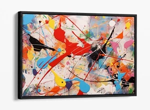 ESTILO JACKSON POLLOCK - FLOTADOR PROFUNDO/EFECTO FLOTADOR ENMARCADO LONA IMPRESIÓN ARTÍSTICA DE PARED - Imagen 1 de 12