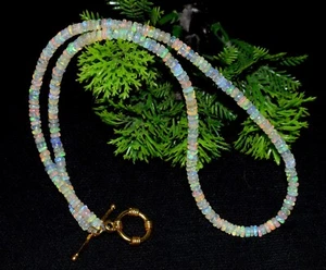 AAA+ Natural Ethiopian Opal Wello Fire Opal Gemstone Bead Necklace 16" F3951 - Picture 1 of 4