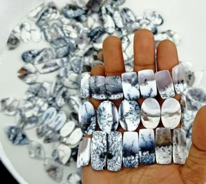Natural Dendrite Opal Pair Handmade Wholesale Lot Amazing quality Gems 72443 - Picture 1 of 6