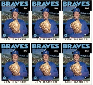 (6) 1986 Topps #24 Len Barker Atlanta Braves Card Lot - Picture 1 of 2