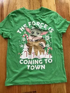 Kids Unisex Baby Yoda Christmas T Shirt Star Wars Size XS EUC - Picture 1 of 3