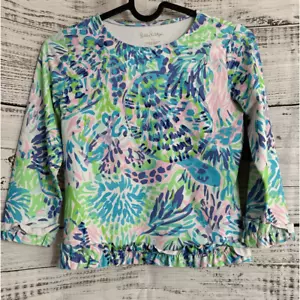 Lilly Pulitzer Swim Top Girls size 12 Margo UPF 50 Long Sleeve Rash Guard - Picture 1 of 8