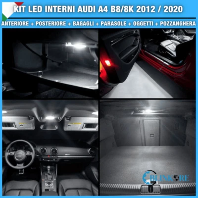 KIT LED INTERNI AUDI A4 B8 8K DAL 2008 AL 2016 BIANCO GHIACCIO CANBUS NO ERRORE - Immagine 1 di 2