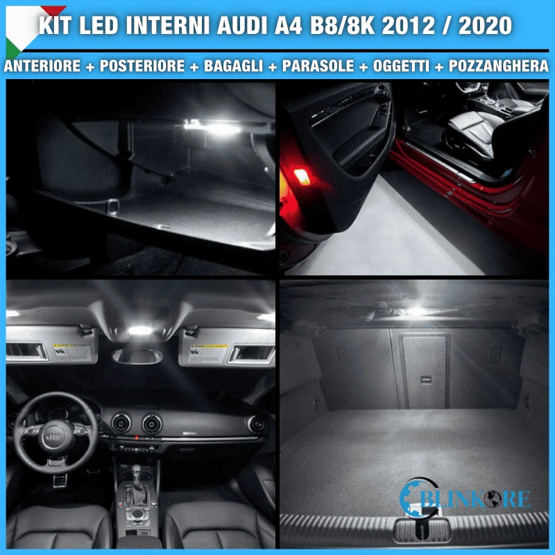 KIT LED INTERNI AUDI A4 B8 8K DAL 2008 AL 2016 BIANCO GHIACCIO CANBUS NO ERRORE - Immagine 1 di 2