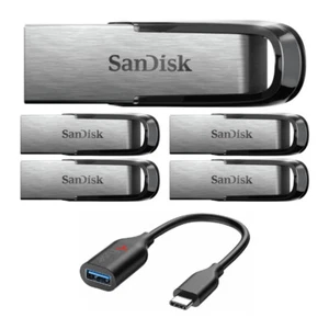 SanDisk 32GB Ultra Flair USB 3.0 Flash Drive 5 Pack with USB C Adapter - Picture 1 of 6