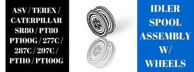 1 x FACTORY IDLER SPOOL HUB ASSEMBLY W/ WHEELS RT135 / RT120 / 277D / 297d2 - Image 1 of 2