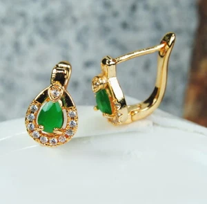 Ohrringe ausdrucksstake Damen- Ohrringe Filled gold K18 /750er Emerald , topas - Bild 1 von 2