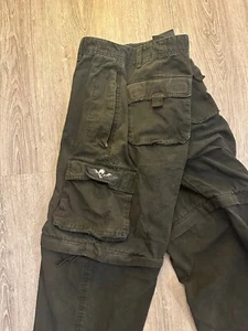 Y2K Harley Davidson Adjustable Cargo Pants And Shorts Black Skull Baggy  34x30 - Picture 1 of 8