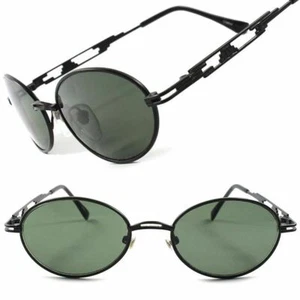 Black Classic Vintage Retro Old Fashion Mens Womens Oval Round Sunglasses C64 - Picture 1 of 4