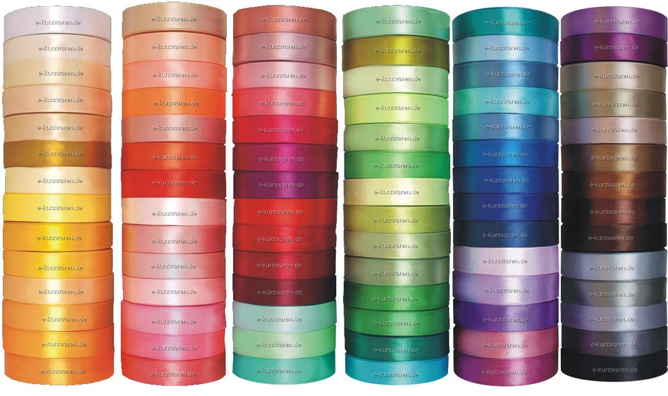 91m/32m Satinband 3/6/12/25/38/50mm 0,02€/m SCHLEIFENBAND Dekoband breite Band - Bild 1 von 1